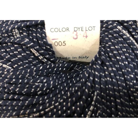 Lot 10 Skeins Elsebeth Lavold COTTON FRAPPE Yarn | #005 Navy & Silver - Picture 5 of 5